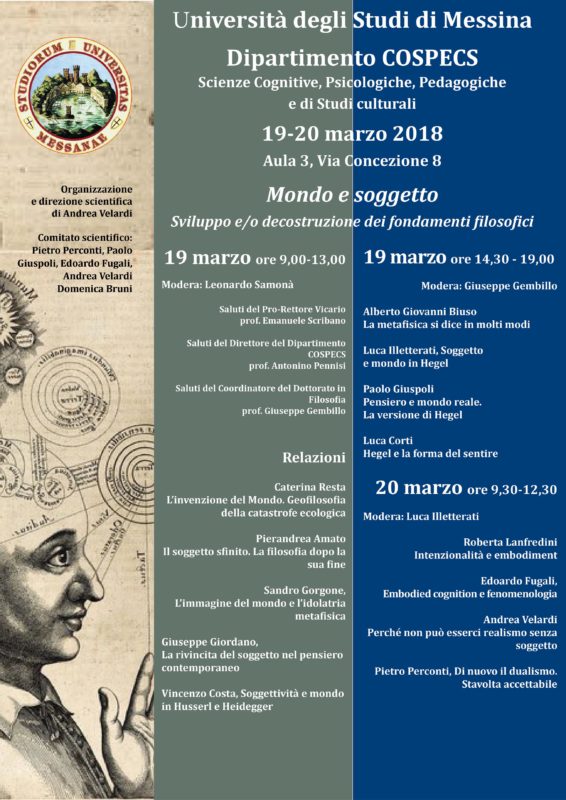 Conference: "Mondo e soggetto" (19-20 marzo 2018, Messina)