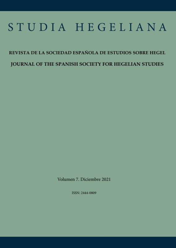 New Release: «Studia Hegeliana. Revista De La Sociedad Española De Estudios» 7/2021