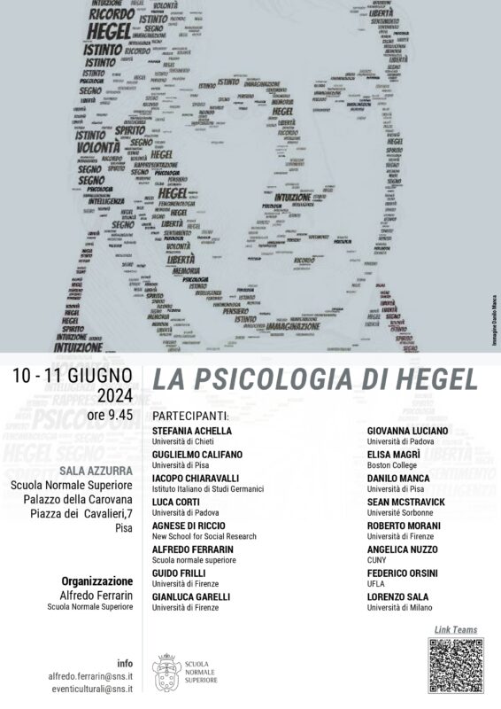 Workshop: "La Psicologia di Hegel" (Pisa, 10-11 giugno, 2024)