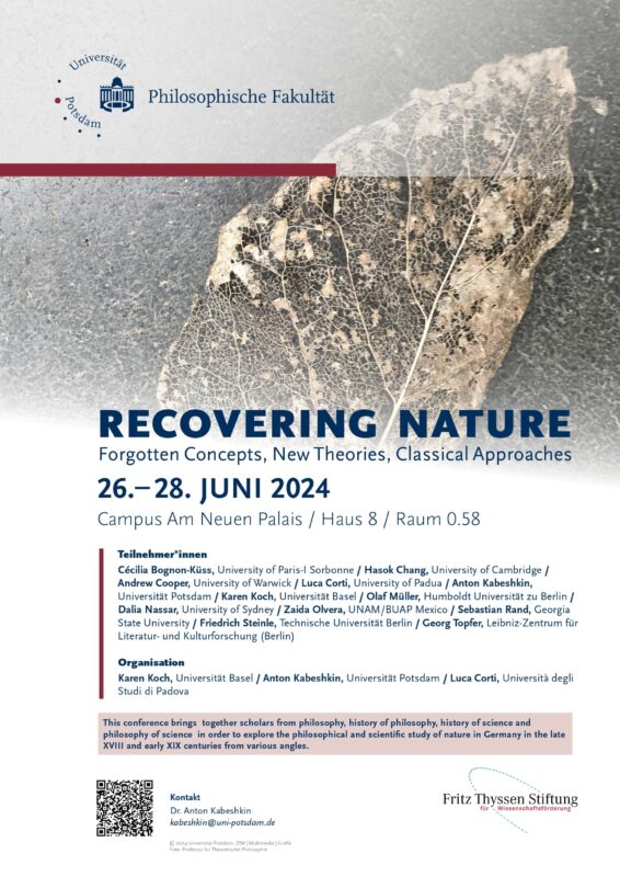 International Conference: "Recovering Nature: forgotten concepts, new theories, classical approaches" (Potsdam, 26-28 June 2024)