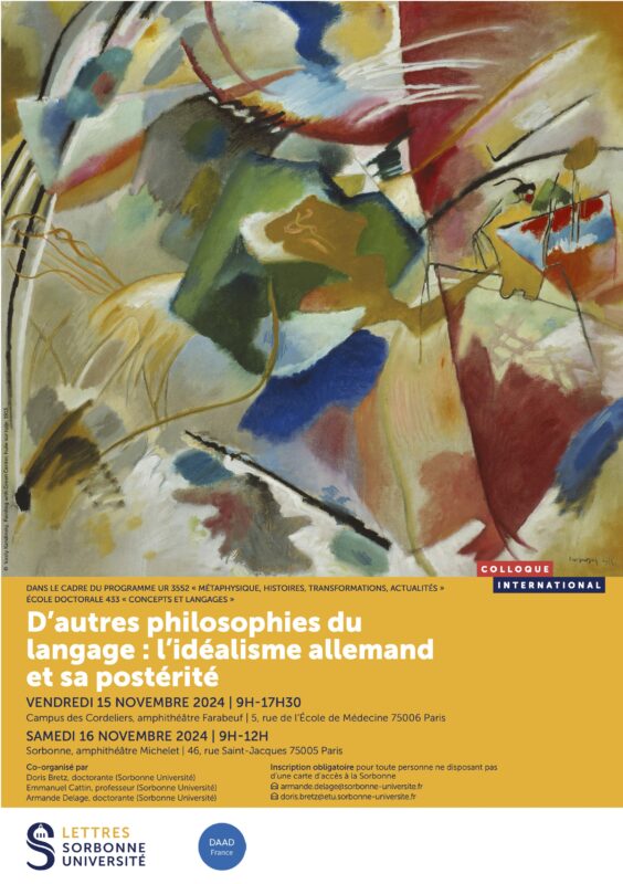 Event: "D’autres philosophies du langage: L’idéalisme allemand et sa postérit" (Paris, 14 - 15 November 2024)