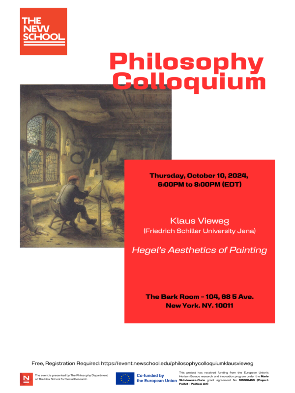 Lecture: Klaus Vieweg "Hegel's Aesthetics of Painting" (New York, 10 October 2024)